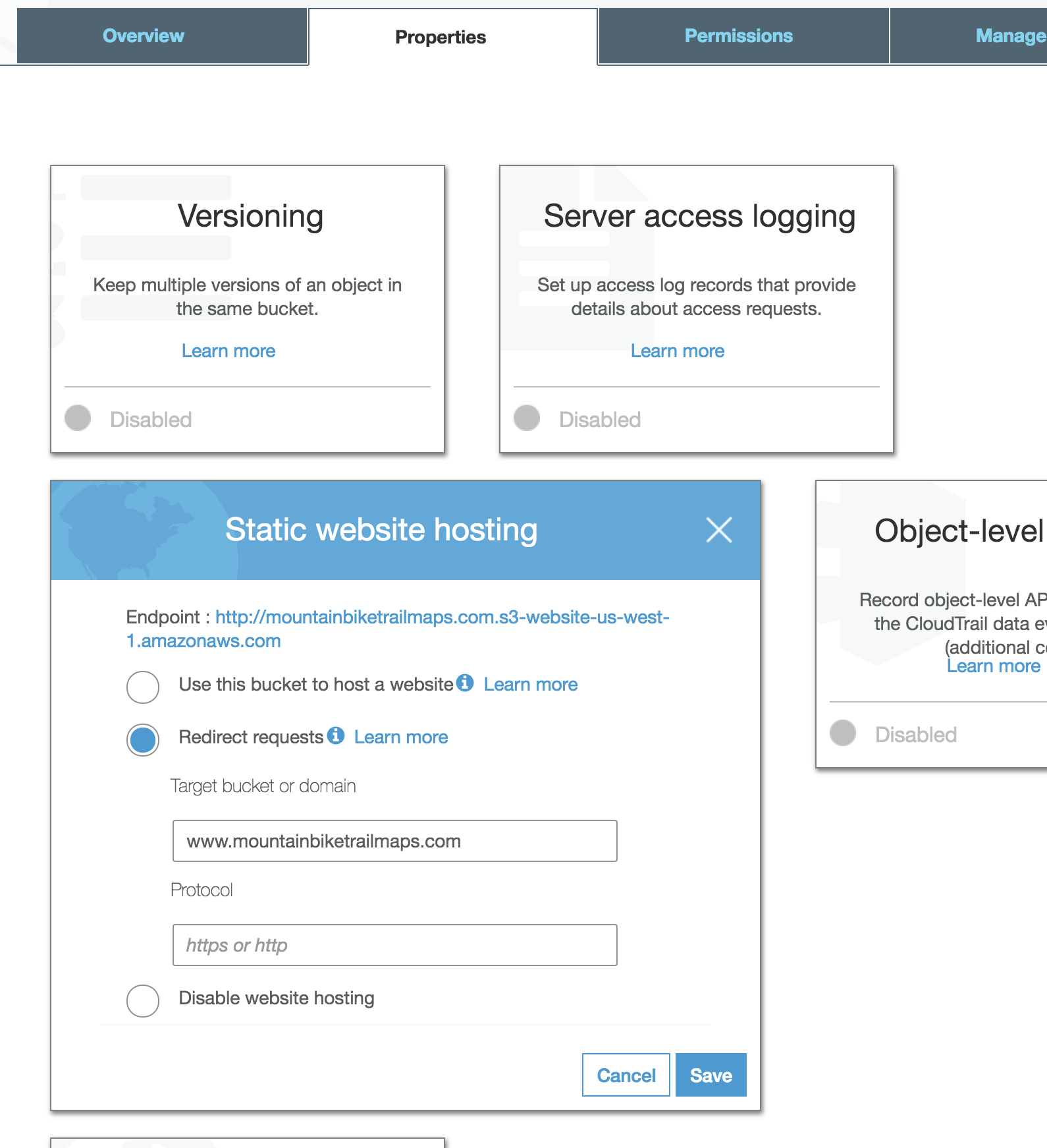 Static hosting redirect