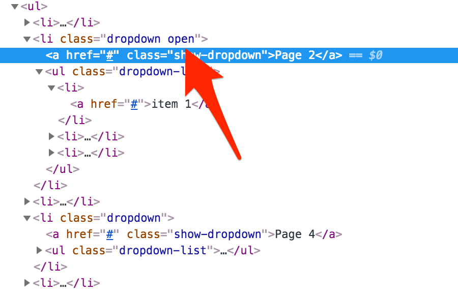 inspect element open class