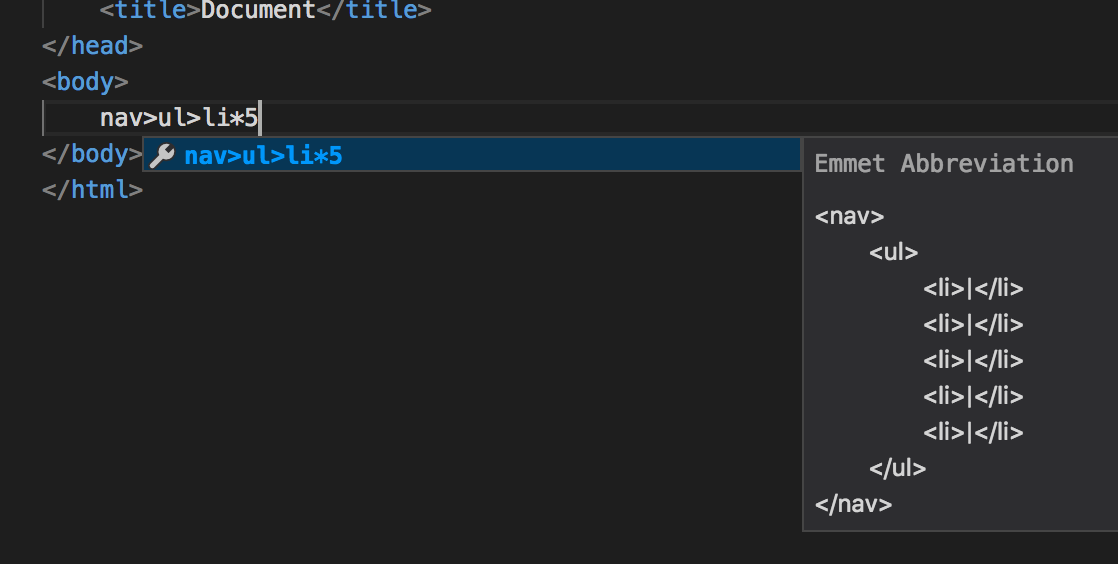 Emmet nav menu