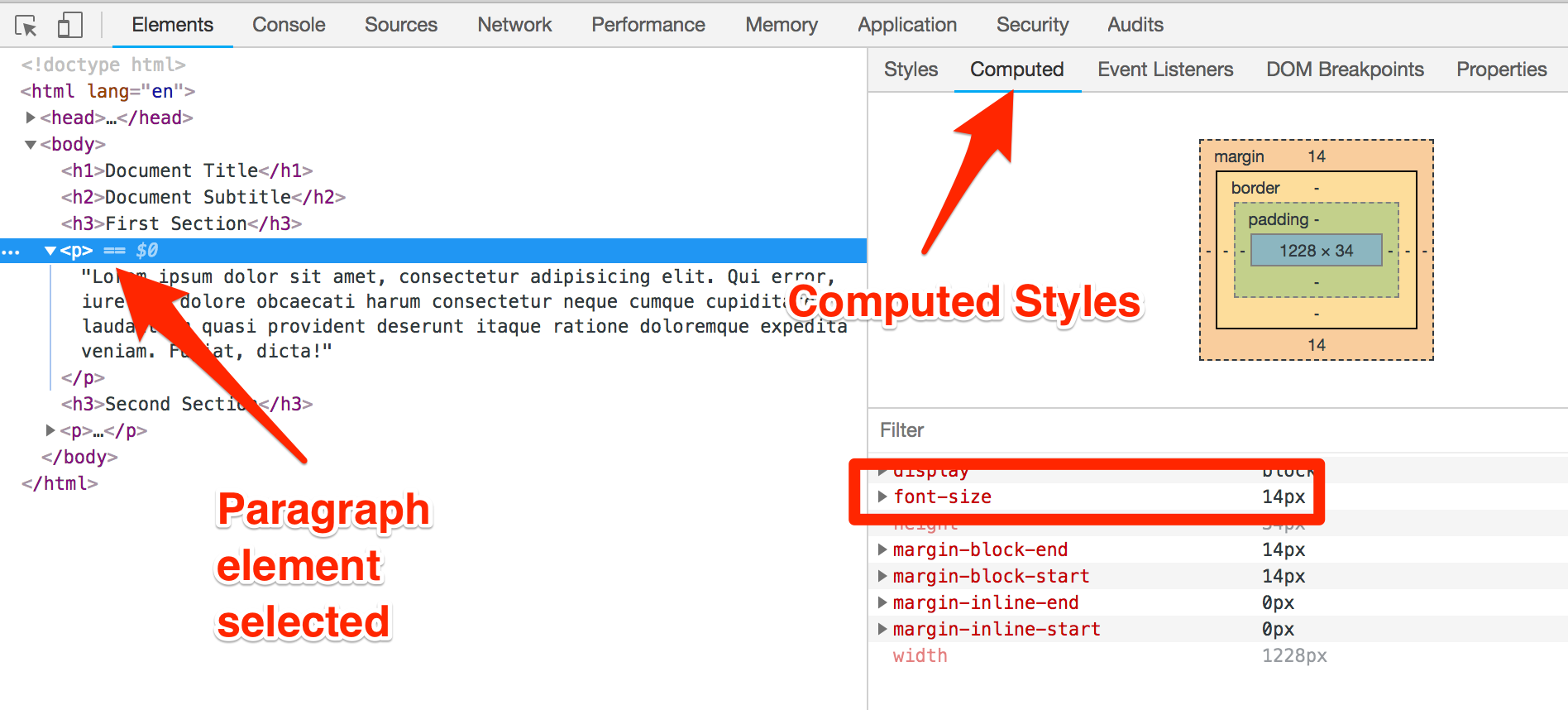 Computed properties in Chrome Developer Tools
