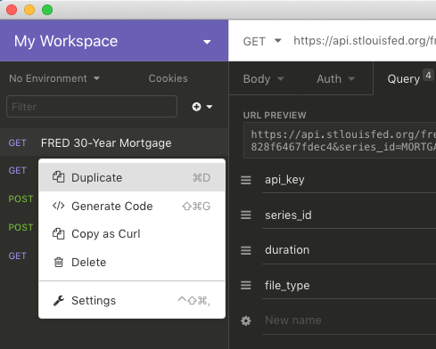 Insomnia Create Duplicate Request