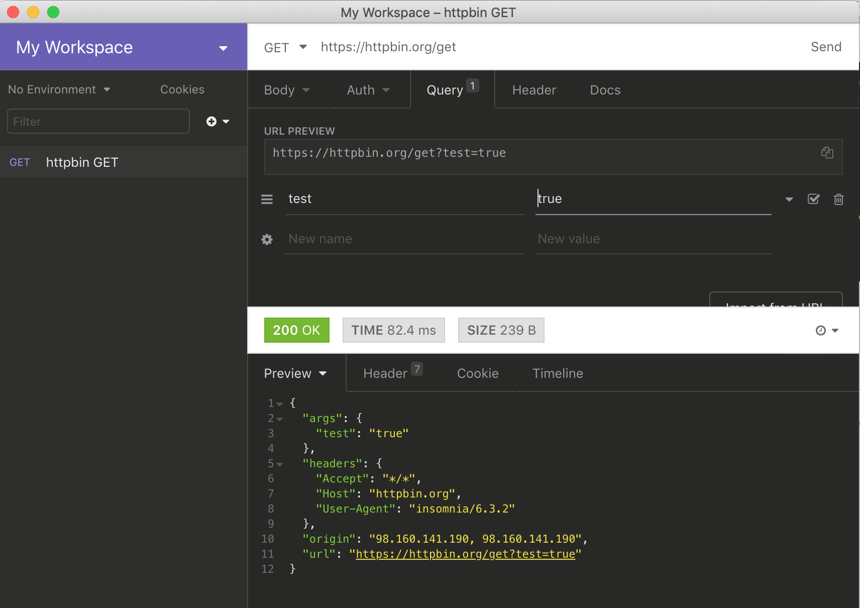 Insomnia get request with query parameters